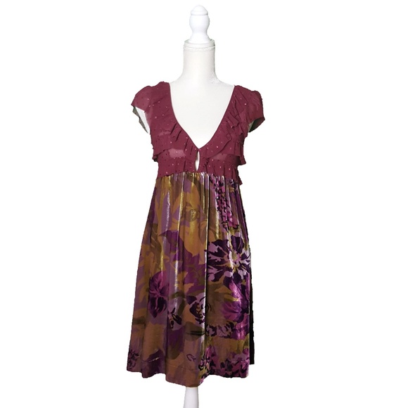 Free People Dresses & Skirts - Free People Womens Mesh and Velvet Floral Dress